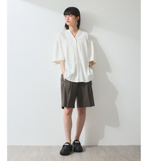 ADAM ET ROPE'「【WEB限定】リネン混フレアースリーブシャツ」|シャツ・ブラウス|