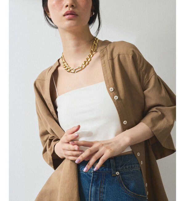 ADAM ET ROPE'「【WEB限定】リネン混フレアースリーブシャツ」|シャツ・ブラウス|