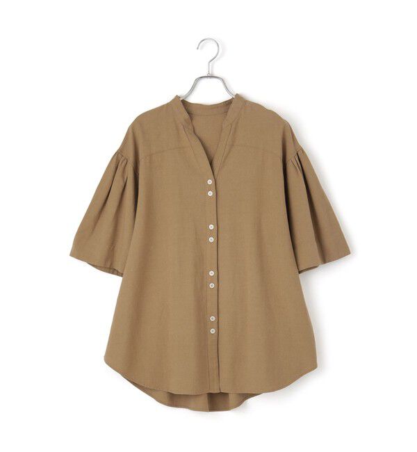 ADAM ET ROPE'「【WEB限定】リネン混フレアースリーブシャツ」|シャツ・ブラウス|