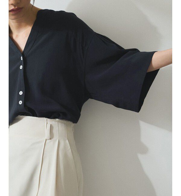 ADAM ET ROPE'「【WEB限定】リネン混フレアースリーブシャツ」|シャツ・ブラウス|