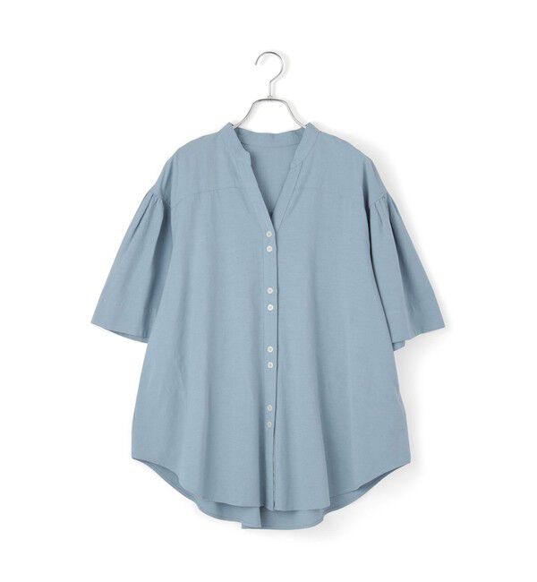 ADAM ET ROPE'「【WEB限定】リネン混フレアースリーブシャツ」|シャツ・ブラウス|