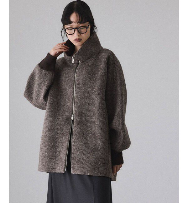 ヘリンボンツイードボンディングコーディガン（ADAM ET ROPE