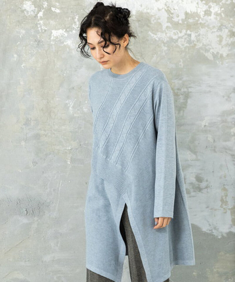  「アシンメトリーニットプルオーバー」|ニット・セーター|GRAY