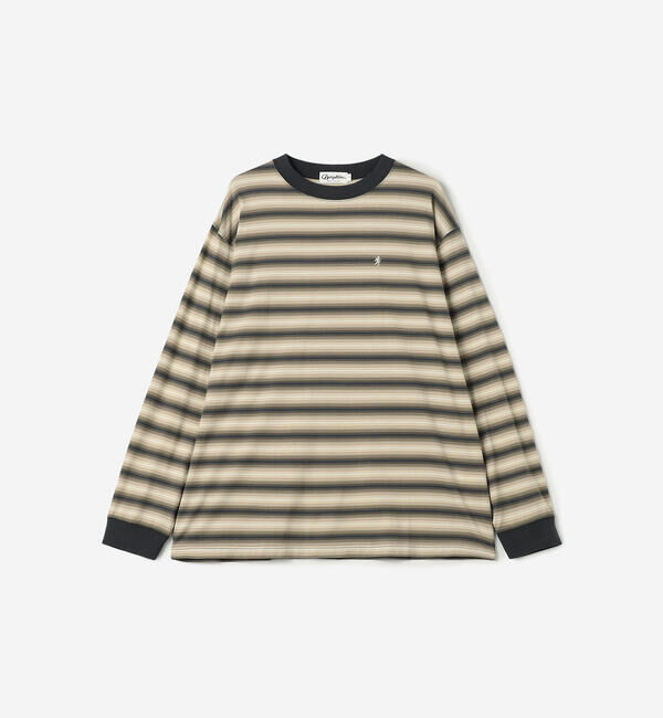 GYMPHLEX「Gymphlex | オンブレボーダー クルーネック長袖Tシャツ MEN」|Tシャツ・カットソー|GREEN系1