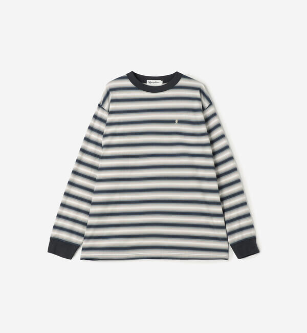 GYMPHLEX「Gymphlex | オンブレボーダー クルーネック長袖Tシャツ MEN」|Tシャツ・カットソー|