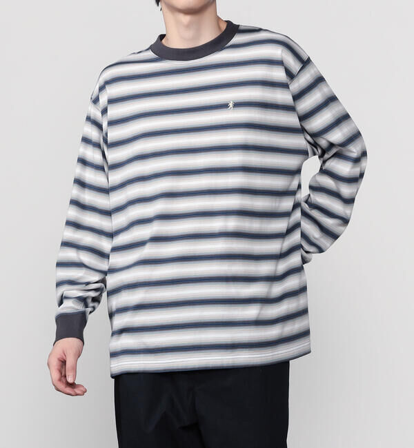 GYMPHLEX「Gymphlex | オンブレボーダー クルーネック長袖Tシャツ MEN」|Tシャツ・カットソー|