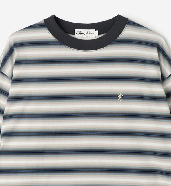 GYMPHLEX「Gymphlex | オンブレボーダー クルーネック長袖Tシャツ MEN」|Tシャツ・カットソー|