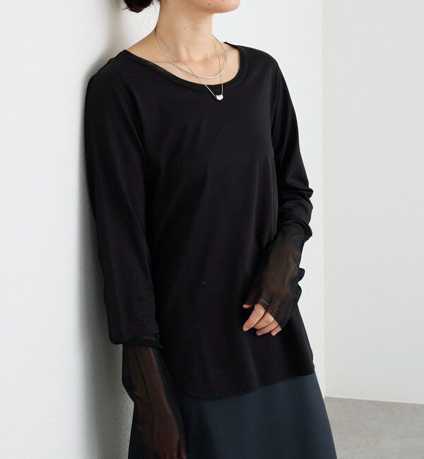  「予約【レイヤードに最適】チュールキリカエカットソー」|Tシャツ・カットソー|ブラック