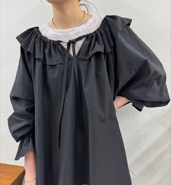  「リボンボリュームブラウス」|シャツ・ブラウス|ブラック