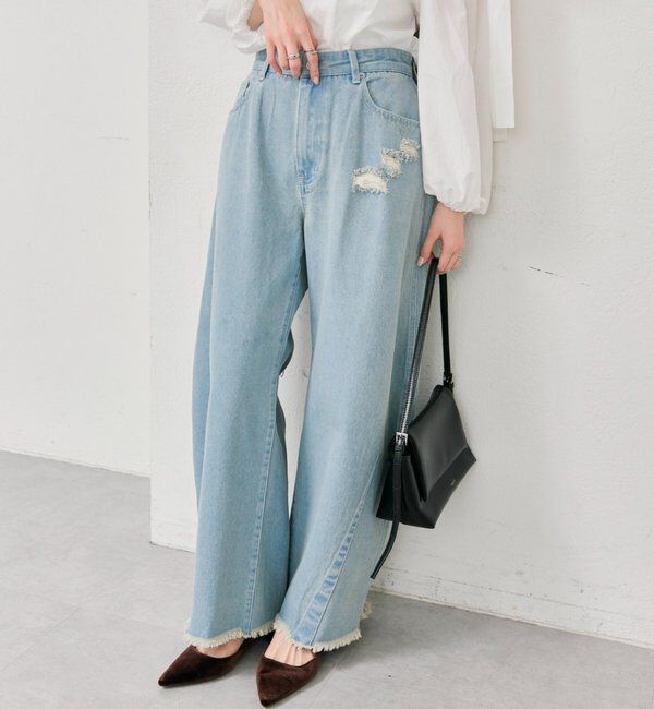  「クラッシュカーブパンツ」|デニム|