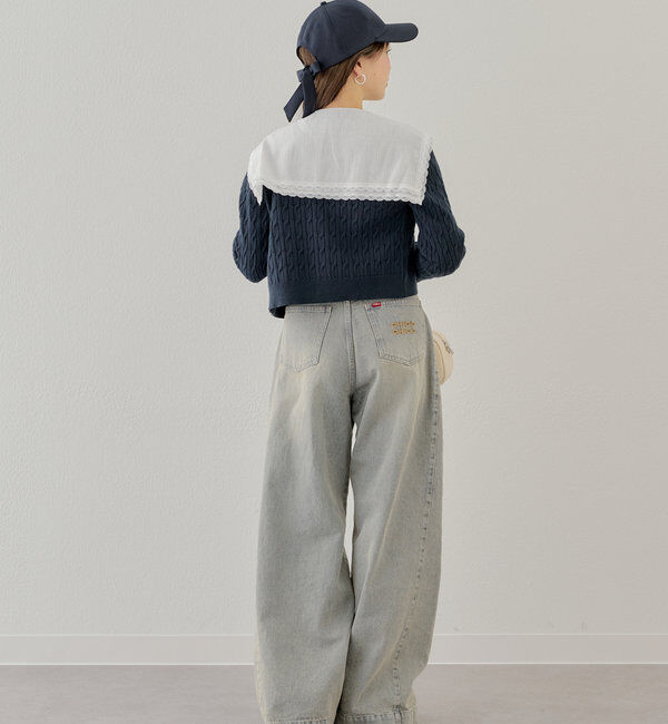  「【SET ITEM】アンサンブルケーブル胸刺繍カーディガン」|カーディガン|