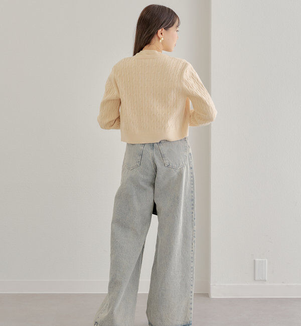  「【SET ITEM】アンサンブルケーブル胸刺繍カーディガン」|カーディガン|