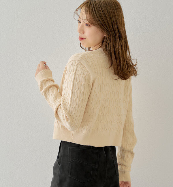  「【SET ITEM】アンサンブルケーブル胸刺繍カーディガン」|カーディガン|