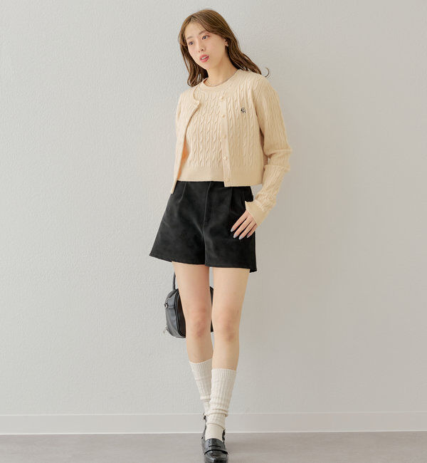  「【SET ITEM】アンサンブルケーブル胸刺繍カーディガン」|カーディガン|