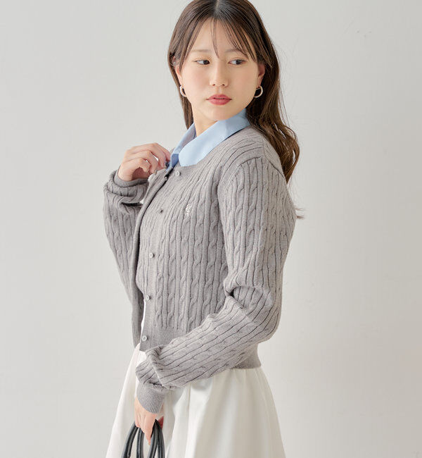  「【SET ITEM】アンサンブルケーブル胸刺繍カーディガン」|カーディガン|