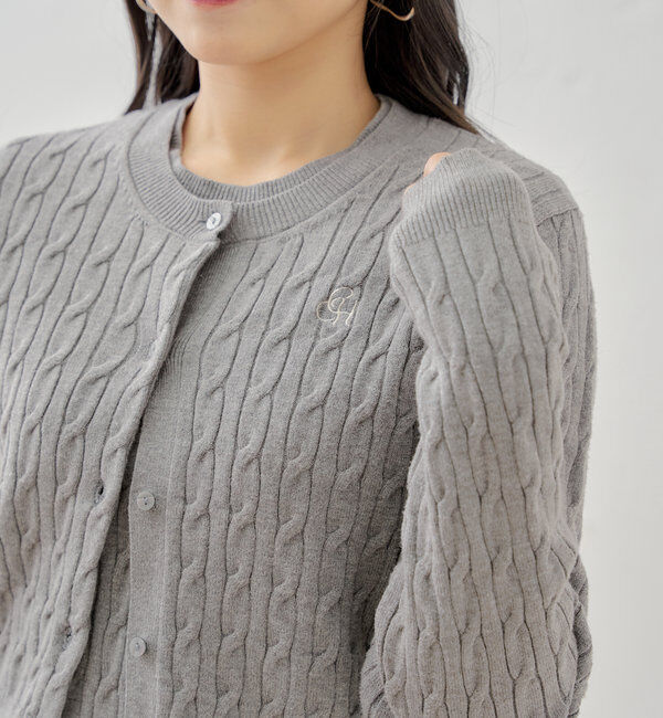  「【SET ITEM】アンサンブルケーブル胸刺繍カーディガン」|カーディガン|