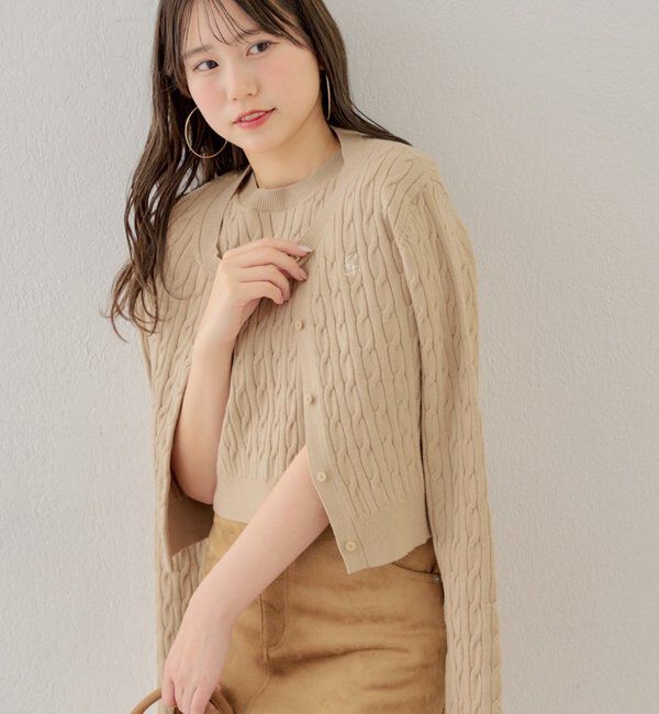  「【SET ITEM】アンサンブルケーブル胸刺繍カーディガン」|カーディガン|