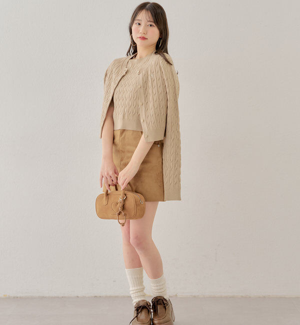  「【SET ITEM】アンサンブルケーブル胸刺繍カーディガン」|カーディガン|