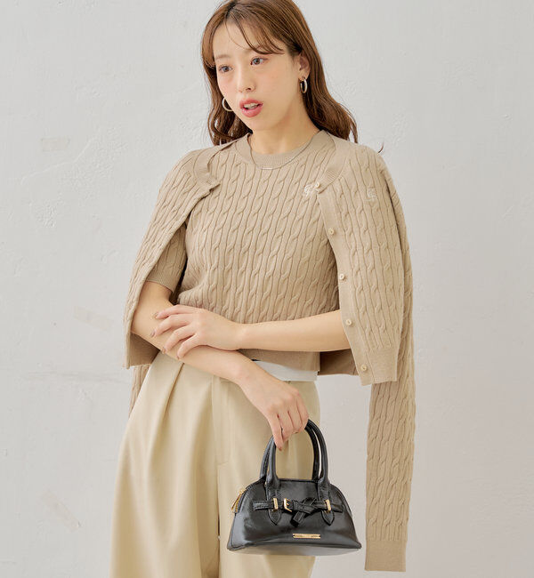  「【SET ITEM】アンサンブルケーブル胸刺繍カーディガン」|カーディガン|