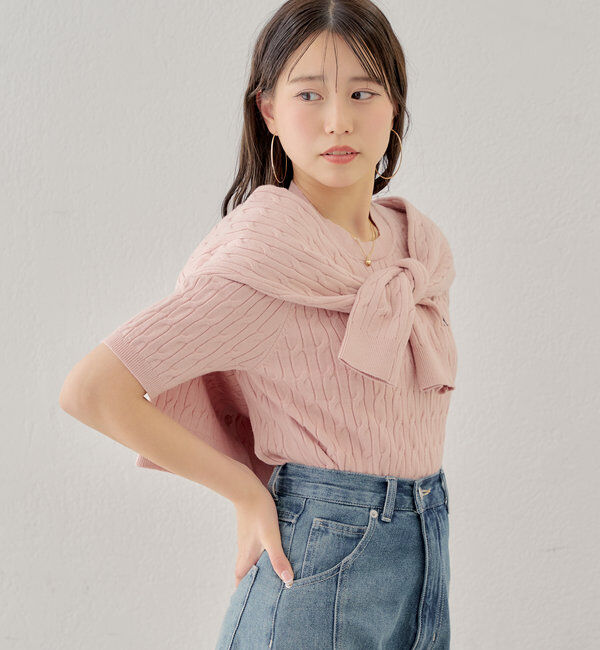  「【SET ITEM】アンサンブルケーブル胸刺繍カーディガン」|カーディガン|