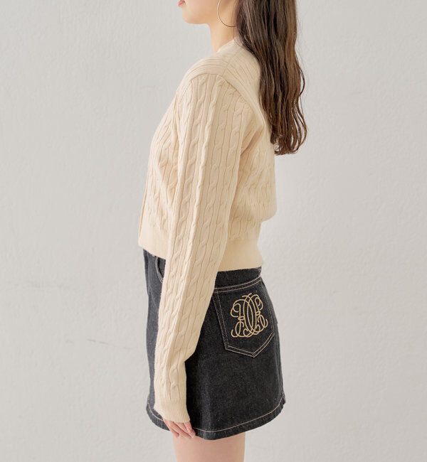  「【SET ITEM】アンサンブルケーブル胸刺繍カーディガン」|カーディガン|