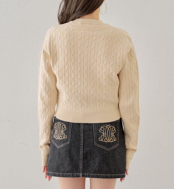  「【SET ITEM】アンサンブルケーブル胸刺繍カーディガン」|カーディガン|