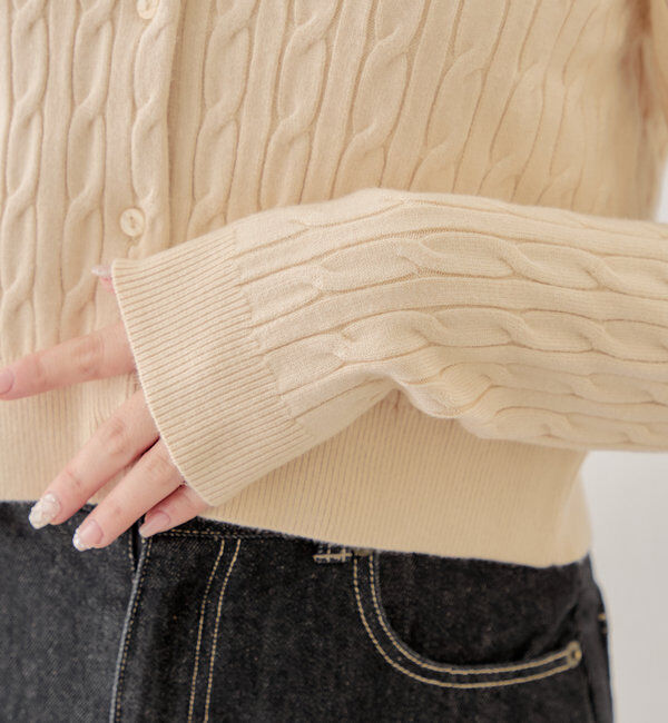 「【SET ITEM】アンサンブルケーブル胸刺繍カーディガン」|カーディガン|