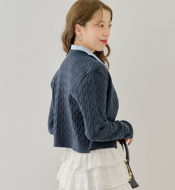  「【SET ITEM】アンサンブルケーブル胸刺繍カーディガン」|カーディガン|