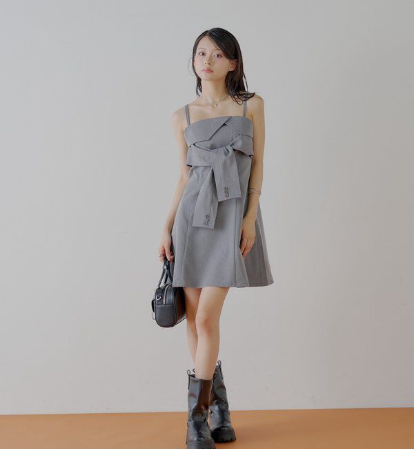  「レイヤードデザインスーツキャミワンピース」|ワンピース|