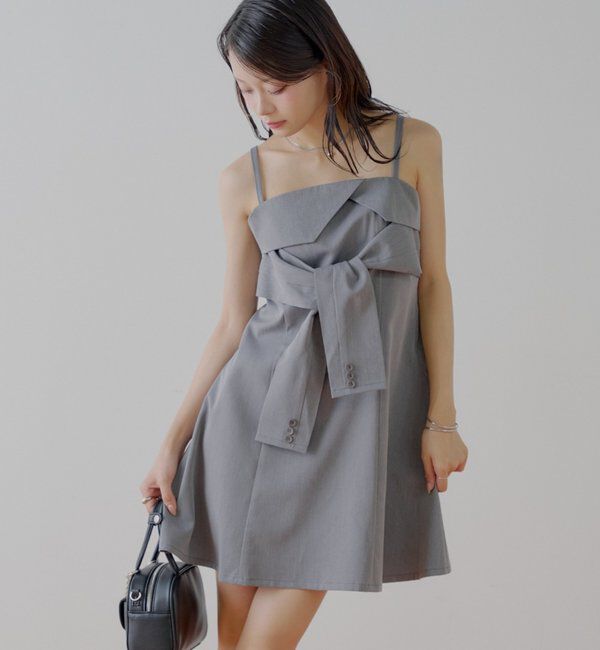  「レイヤードデザインスーツキャミワンピース」|ワンピース|