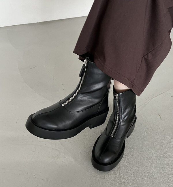  「フロントジップショートブーツ」|ロングブーツ|