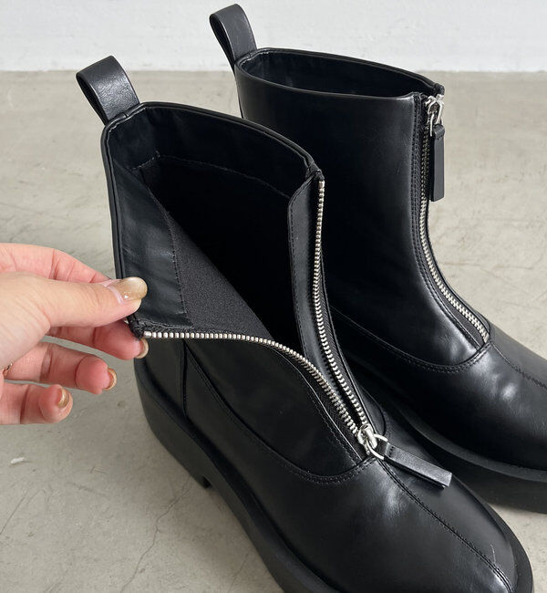  「フロントジップショートブーツ」|ロングブーツ|