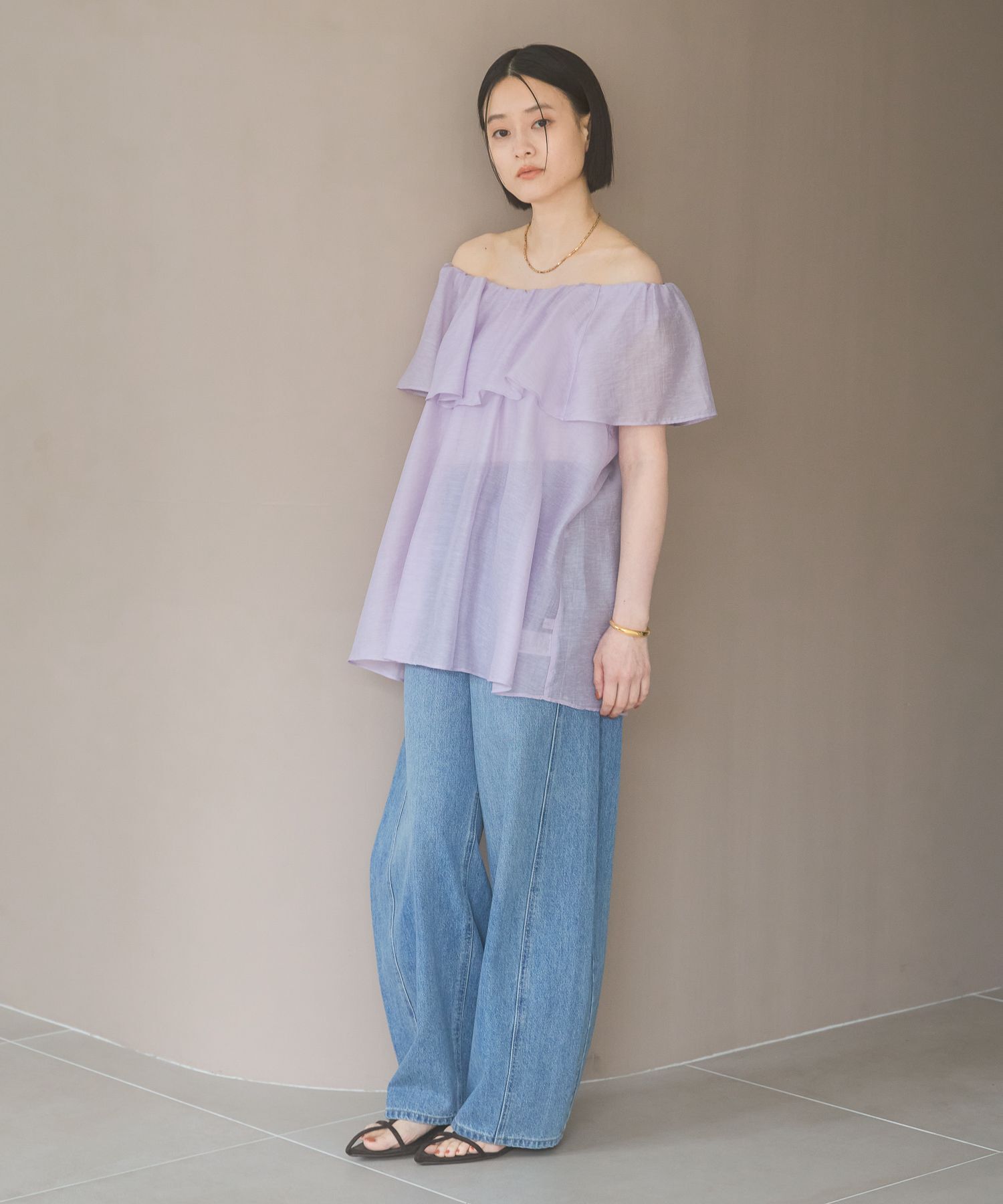 A part by 「リネンフリルブラウスフレンチスリーブ」|シャツ・ブラウス|