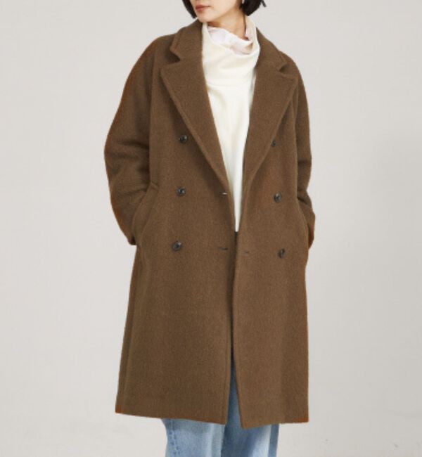 qualite「モヘアシャギーダブルロングコート」|その他|キャメル
