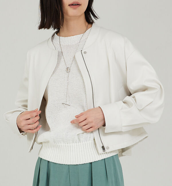 qualite「ショートフォルムブルゾン」|ブルゾン・スタジャン|アイボリー