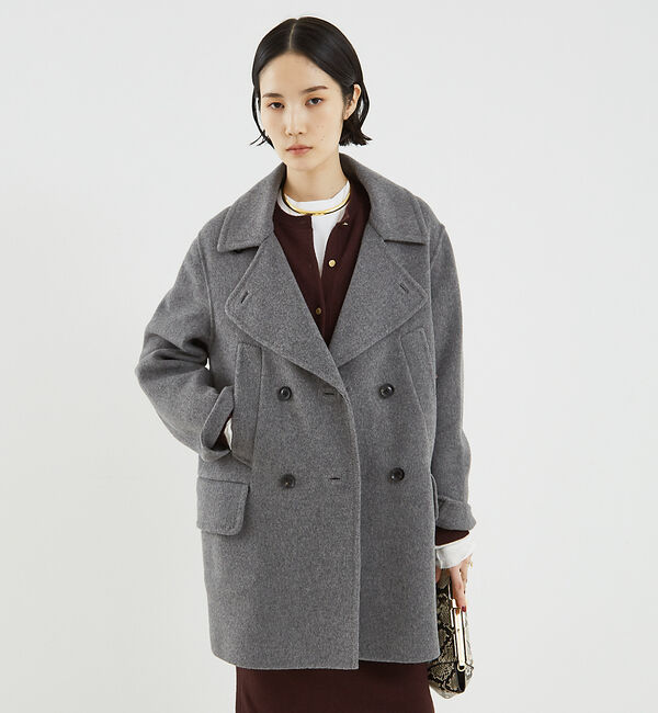 The Store by C' 「【COCUCA】ダブルフェイスPコート」|ピーコート|チャコールグレー