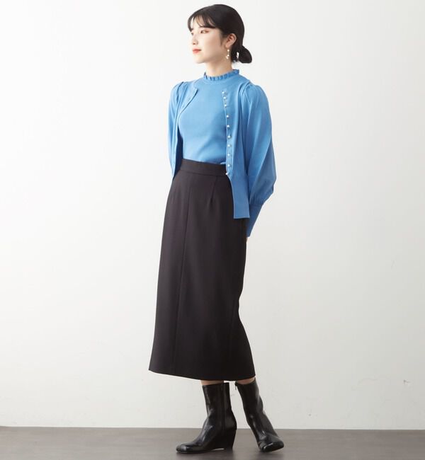  「ミニフリルネックリブトップス」|ニット・セーター|