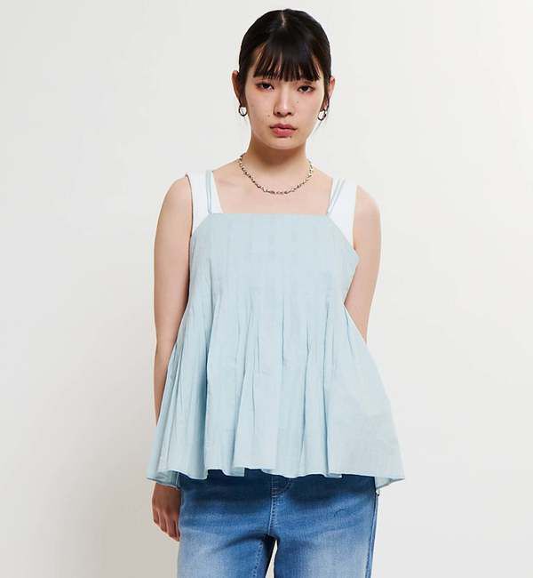 Soffitto「インド綿タックフレアーキャミブラウス」|シャツ・ブラウス|ミント