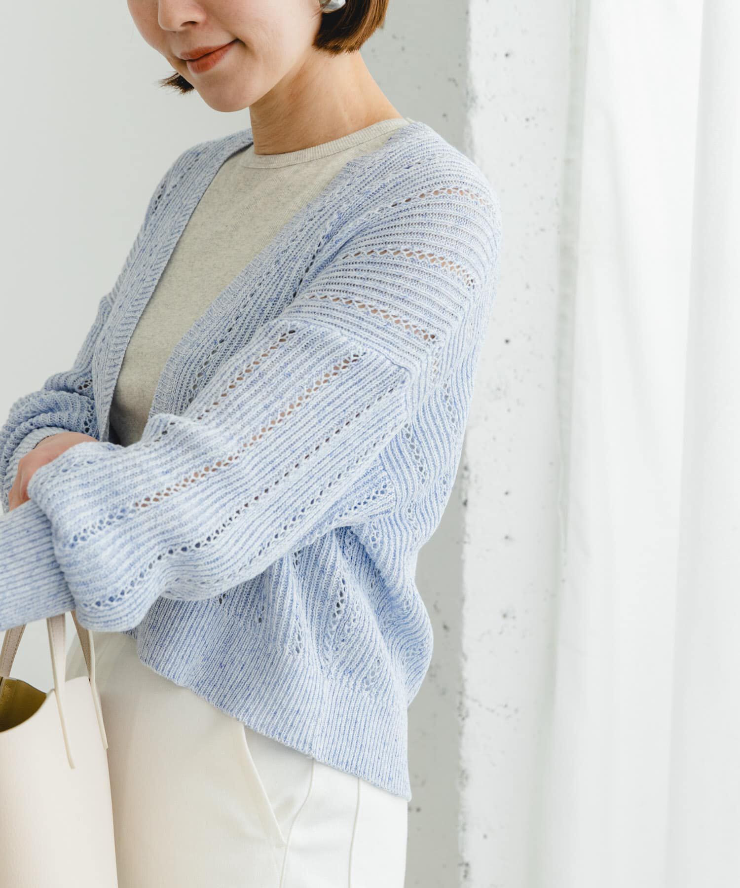 URBAN RESEARCH ROSSO「F by ROSSO　透かし編みショートカーディガン」|カーディガン|