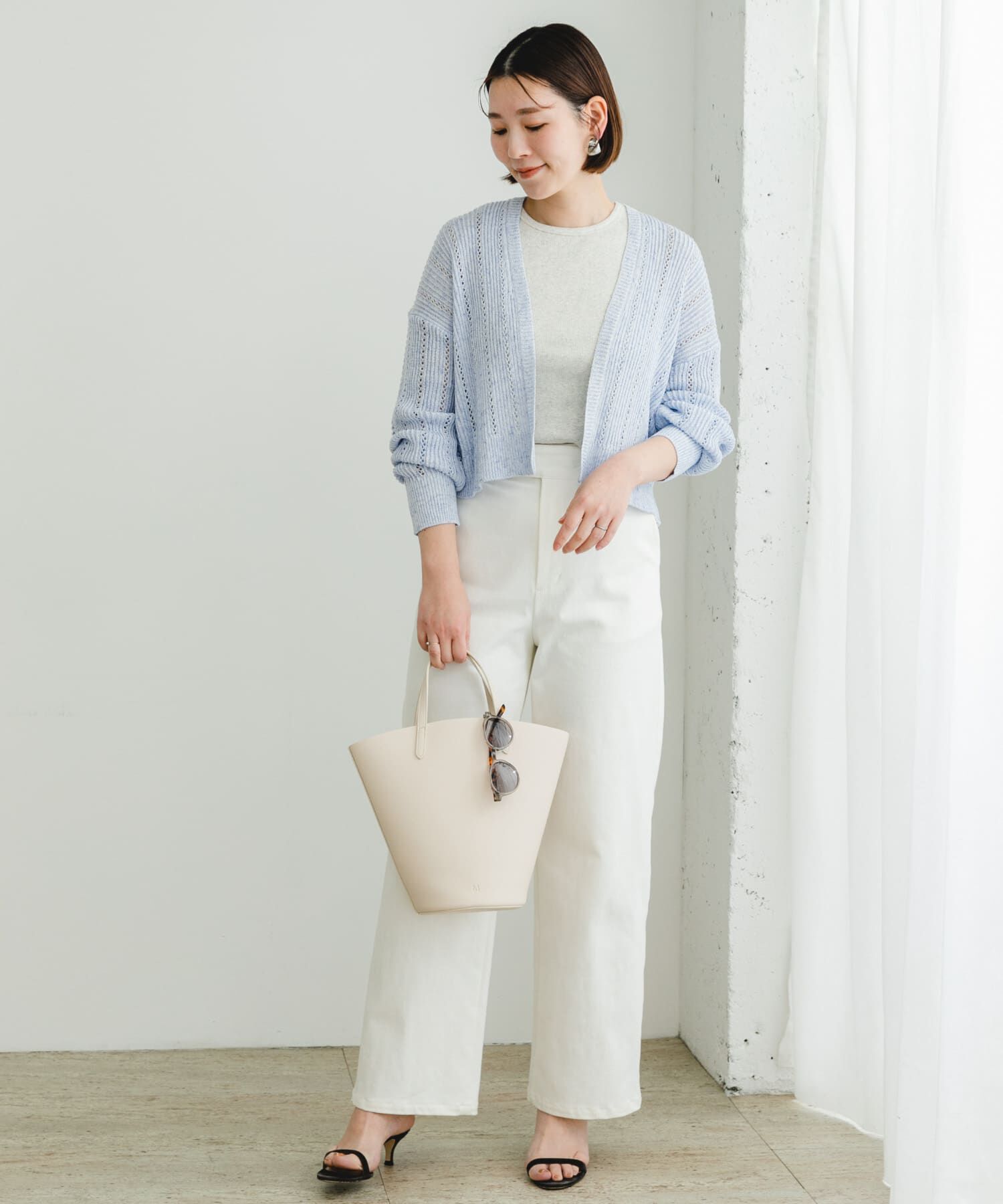 URBAN RESEARCH ROSSO「F by ROSSO　透かし編みショートカーディガン」|カーディガン|