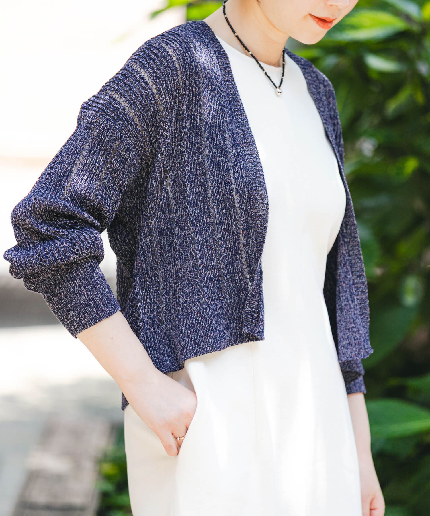 URBAN RESEARCH ROSSO「F by ROSSO　透かし編みショートカーディガン」|カーディガン|