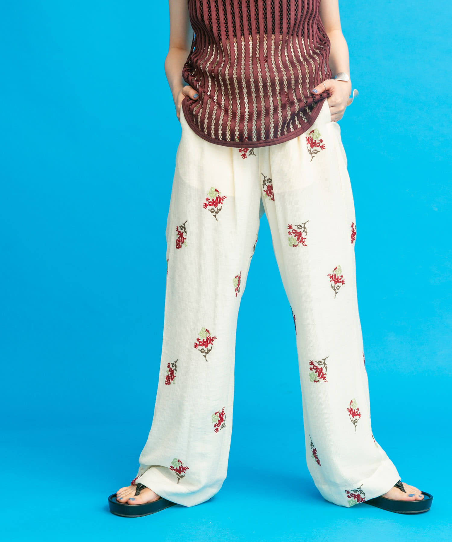  「エンブロイダリーイージーパンツ」|その他|アイボリー