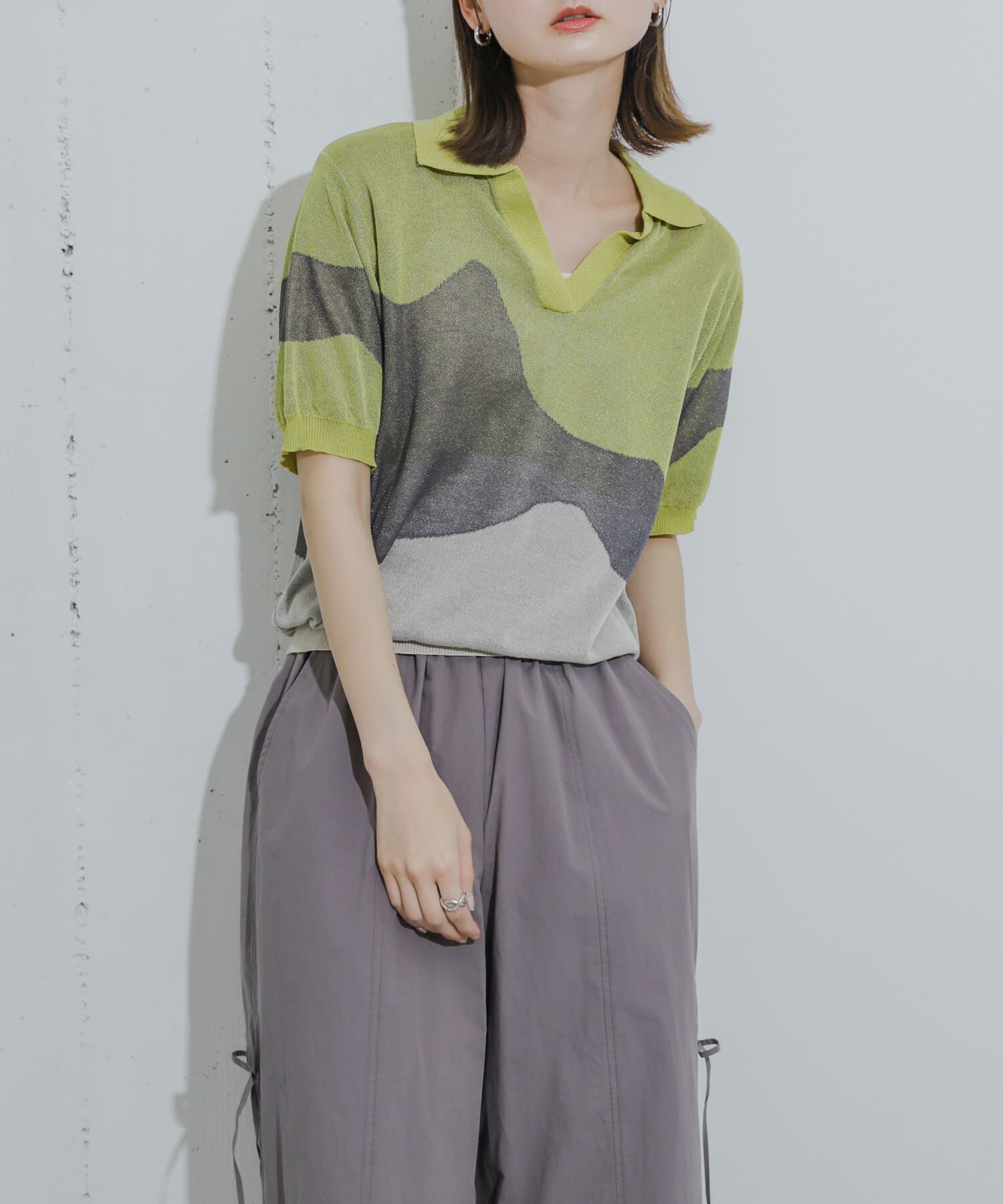 SENSE OF PLACE by URBAN RESEARCH「ニュアンスジャガードシアーセーター」|Tシャツ・カットソー|イエロー系その他