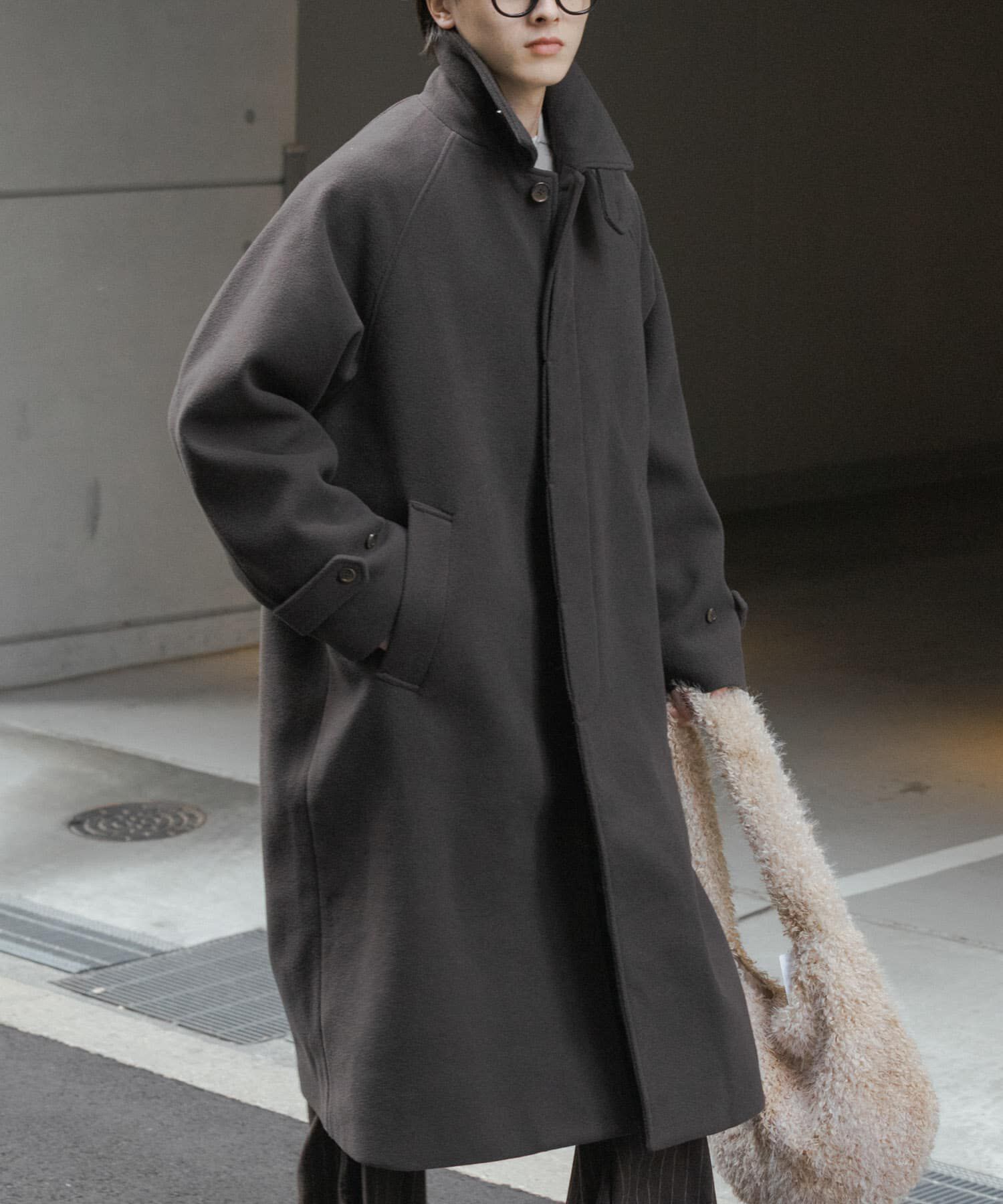 SENSE OF PLACE by URBAN RESEARCH「『ユニセックス』バルマカーンルーズコート」|ノーカラーコート|ダークブラウン