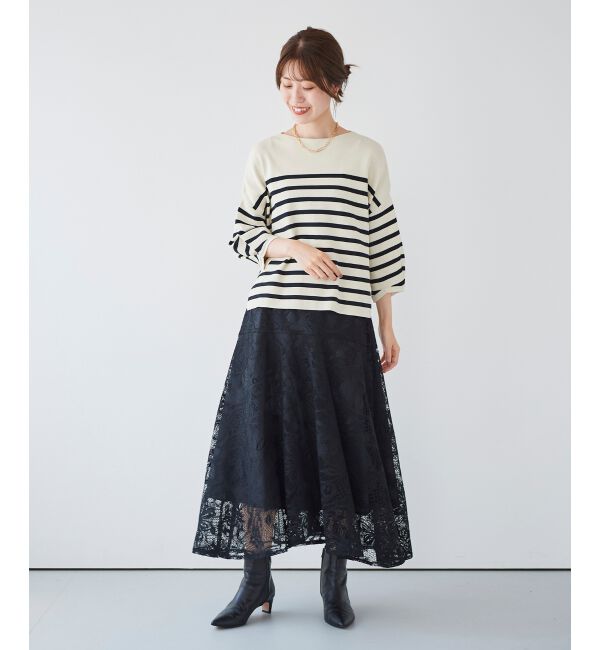 le.coeur blanc「ガーデンレースイレヘムスカート」|フレア|