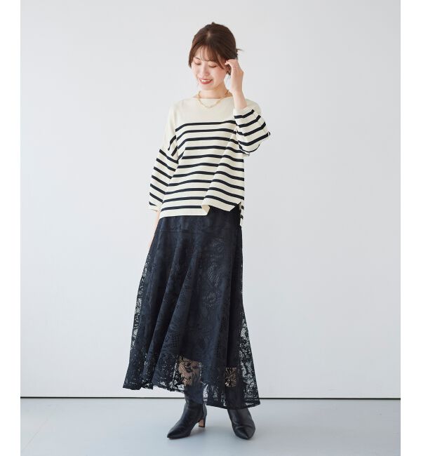 le.coeur blanc「ガーデンレースイレヘムスカート」|フレア|