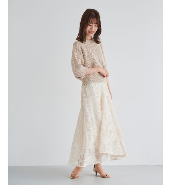 le.coeur blanc「ガーデンレースイレヘムスカート」|フレア|