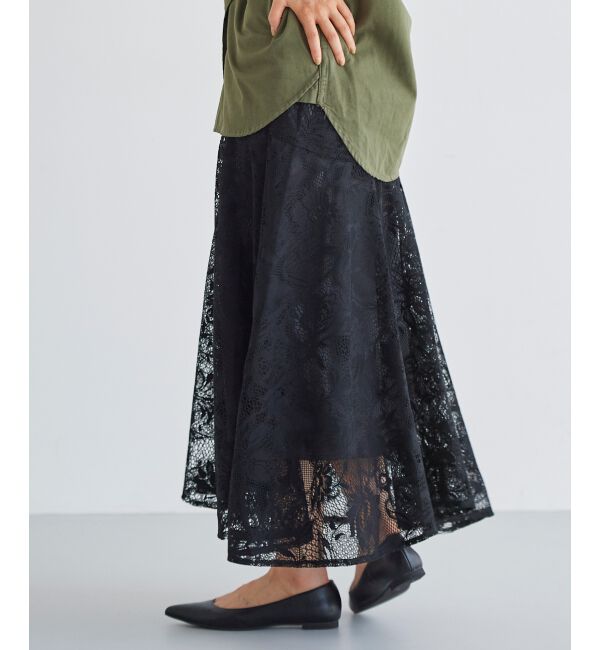 le.coeur blanc「ガーデンレースイレヘムスカート」|フレア|