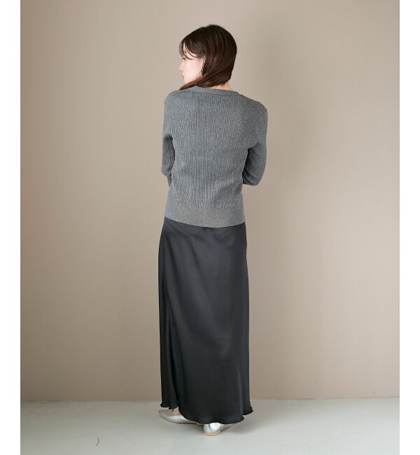  「《手洗い可能》スパンコールリブVネックカーディガン」|カーディガン|