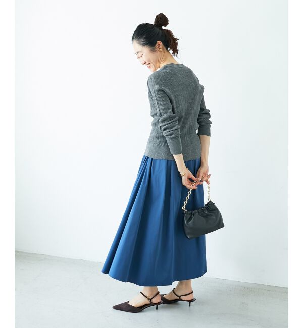  「《手洗い可能》スパンコールリブVネックカーディガン」|カーディガン|